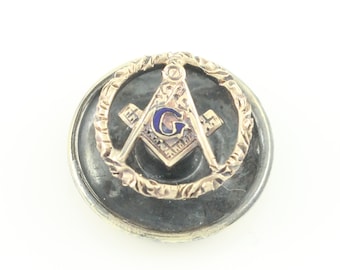 Vintage 14K Blue Enamel Masonic Lapel Pin, 14K Freemason Square and Compass Emblem Lapel Pin, Edwardian Masonic Emblem Pin, Vintage Jewelry