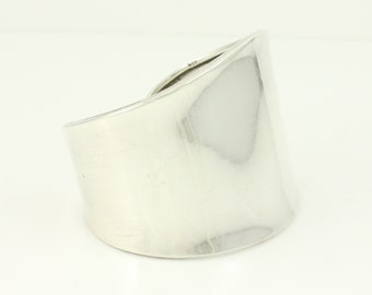 Vintage Wide Sterling Silver Cuff Bracelet, Vintage 925 Silver Modernist Wide Cuff, 1990s Tapered Bold Silver Bracelet, Vintage Jewelry