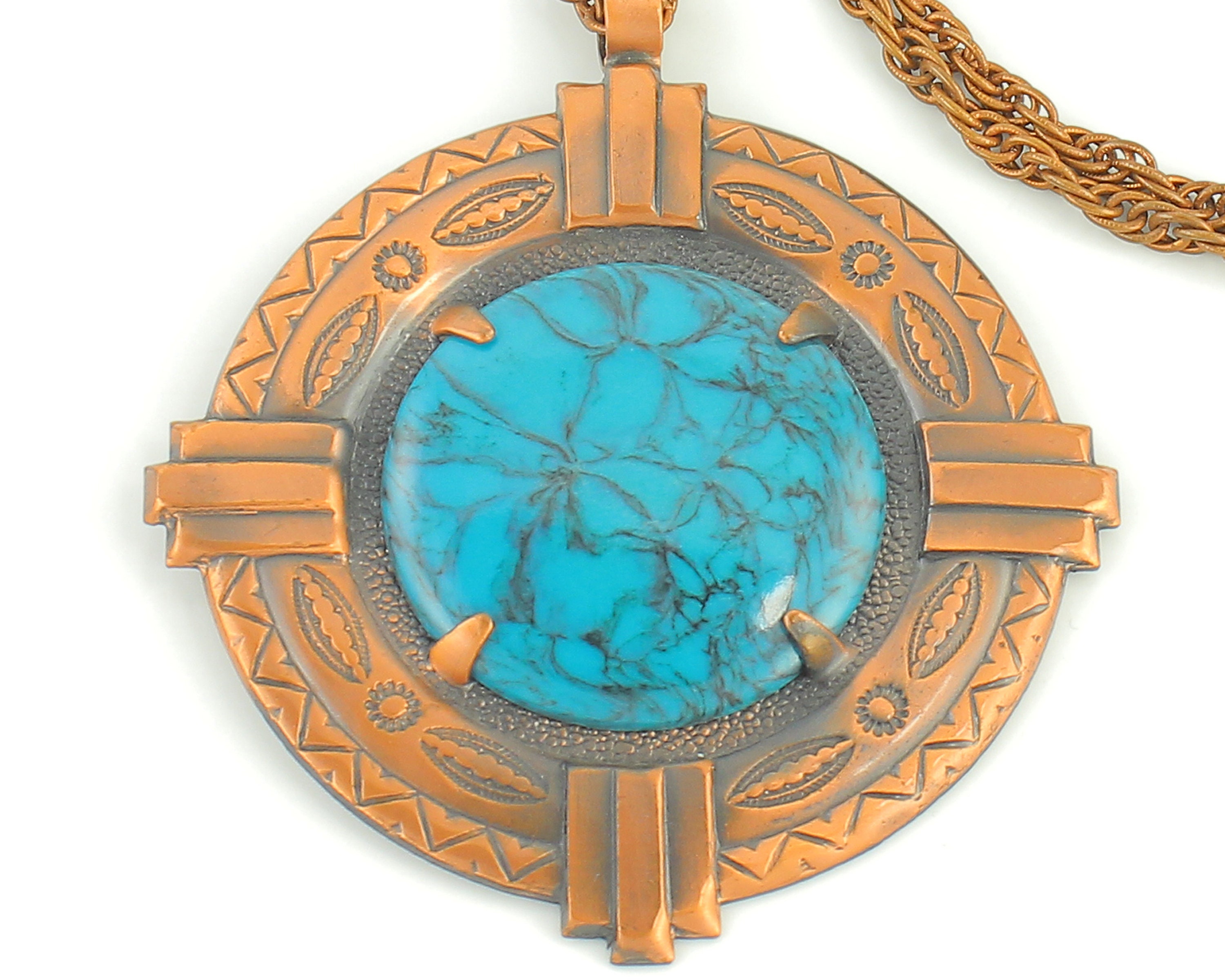 Bell Trading Copper and Imitation Turquoise Pendant Necklace