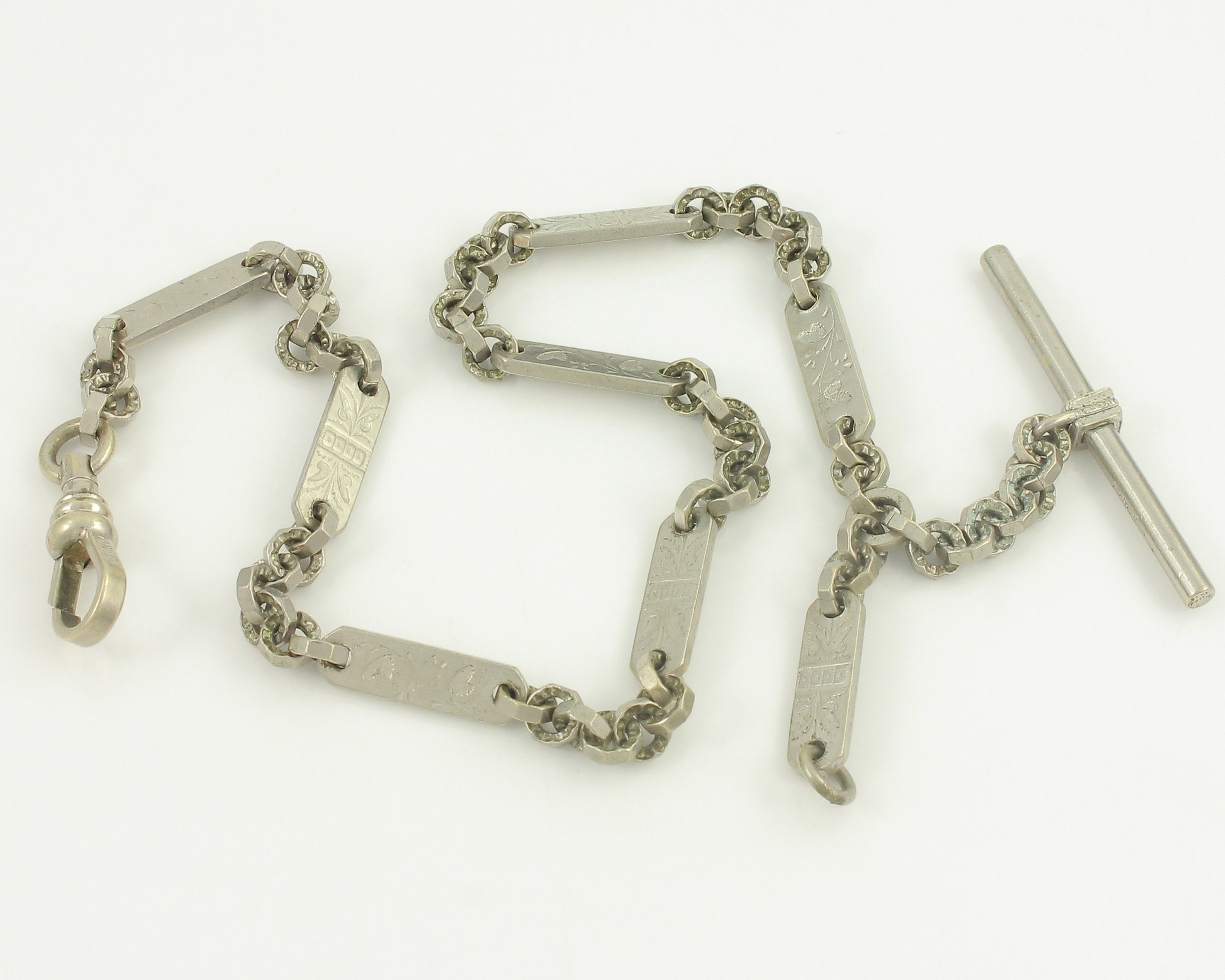 Antique Single Albert Watch Chain, Vintage Pocket Watch Vest Chain