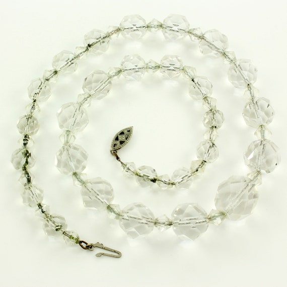 Vintage Faceted Rock Crystal Bead Necklace, Vinta… - image 2