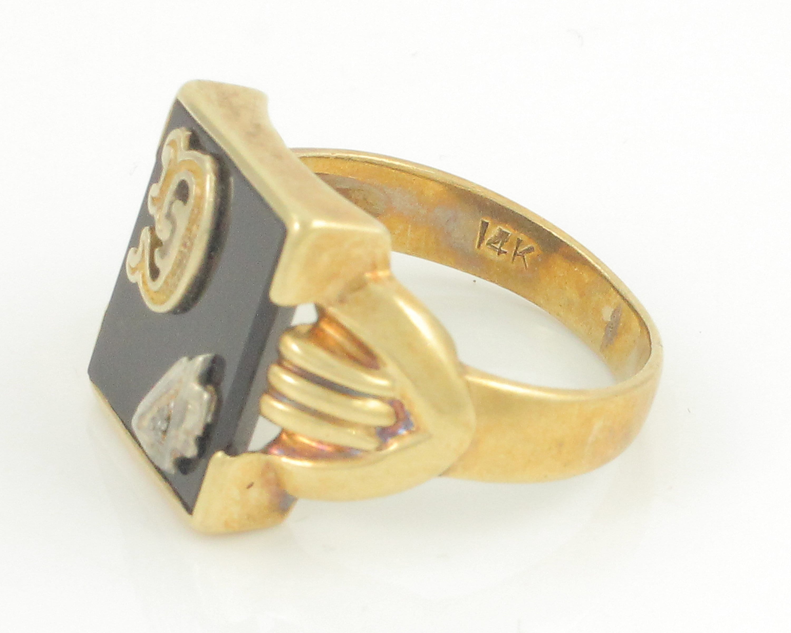 14K Yellow Gold Onyx Signet Ring