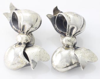 Vintage Monet Sterling Bow Earrings, Vintage Sterling Silver Monet Earrings, Coquette 925 Silver Earrings, Vintage Earrings, Vintage Jewelry