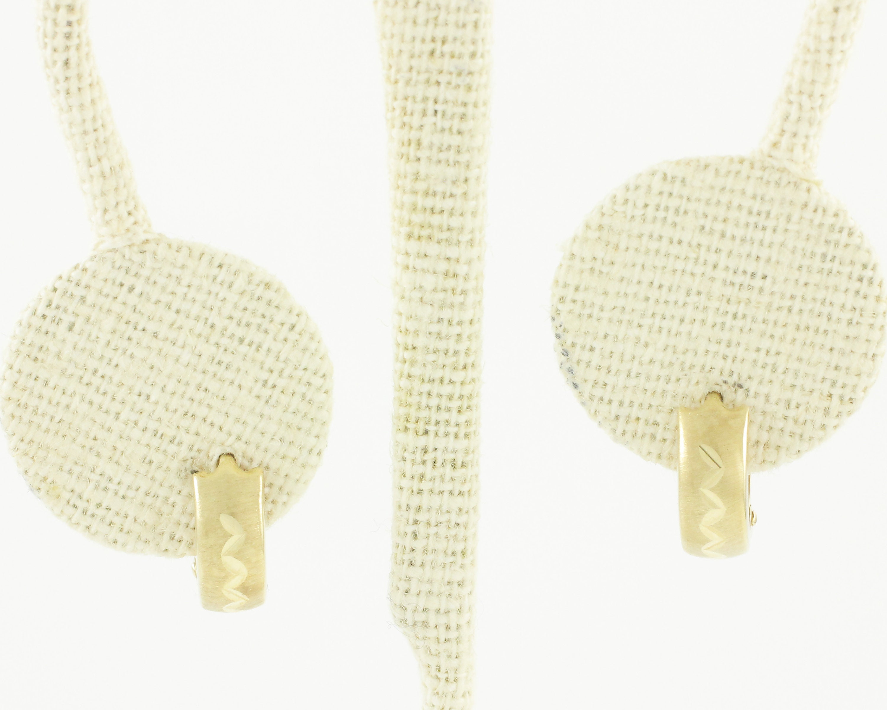 Vintage Gold Huggie Hoop Earrings - 14K Yellow Gold Chevron Diamond Cut ...