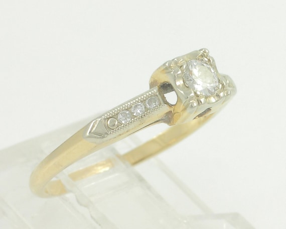 Vintage 14K Diamond Engagement Ring, .17 CT Diamo… - image 3