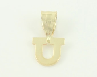 Vintage 14K U Initial Charm, 14K Gold Dainty Letter U Charm, Vintage 14K Yellow Gold Delicate U Pendant, 1980s 14K U Charm, Vintage Jewelry