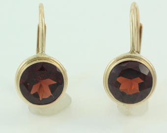 Vintage 14K Almandite Garnet Drop Earrings, Vintage Garnet Dangle Earrings, 14K Lever Back Garnet Drops, January Birthstone, Vintage Jewelry