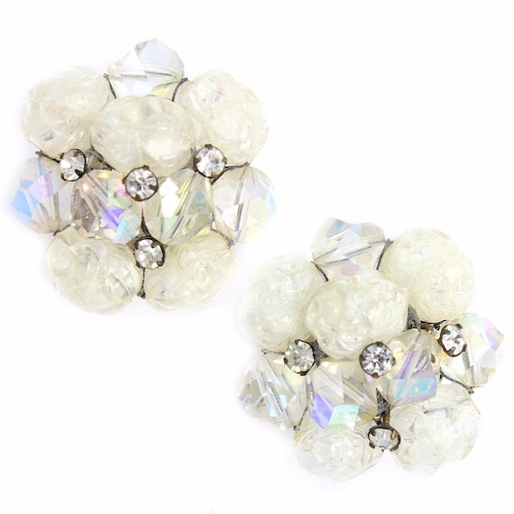 Vintage Vogue Rhinestone Crystal Bead Earrings, Vi