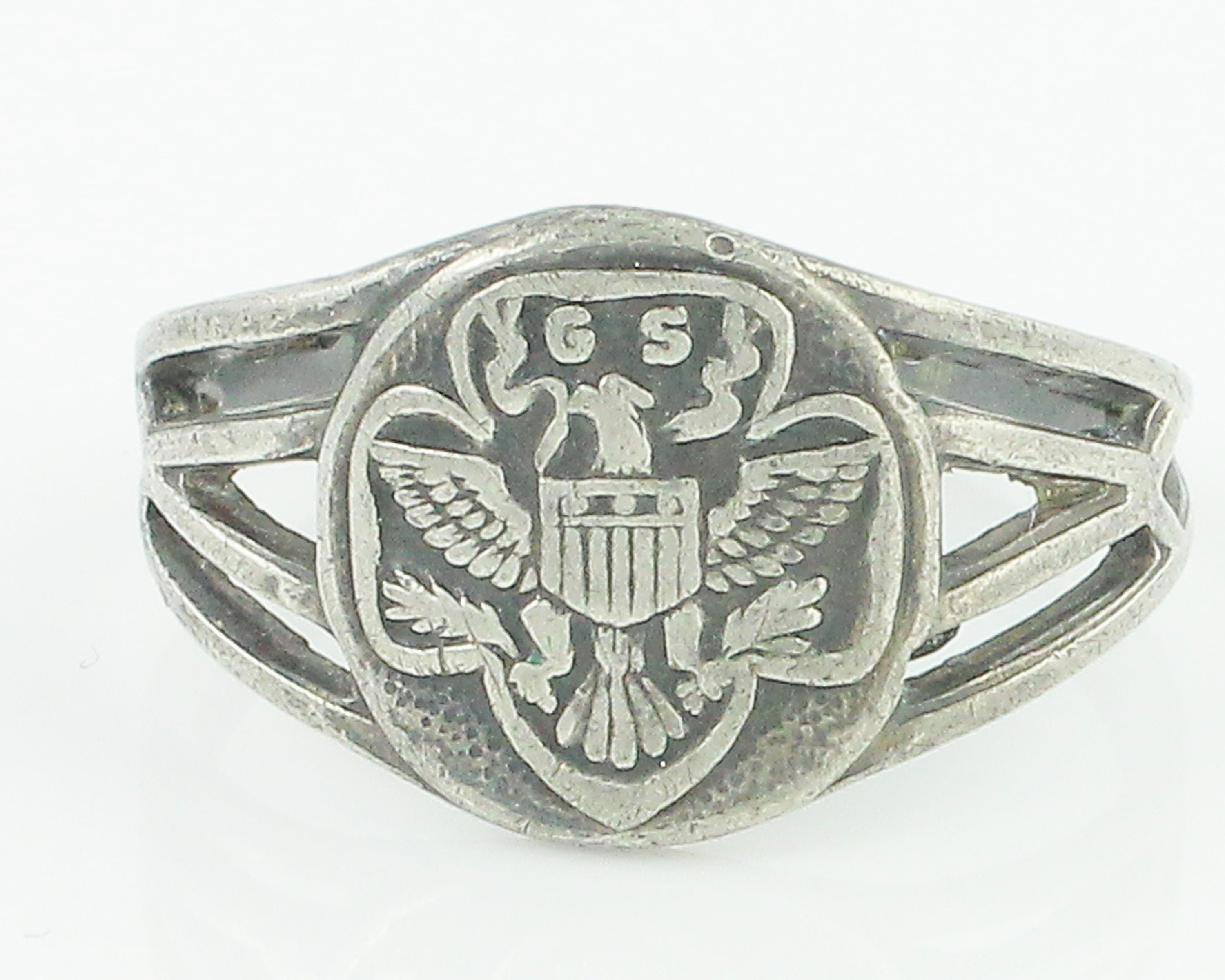 Silver Girl Scout Ring - Art Deco Sterling Silver Scouting Trefoil Ring ...