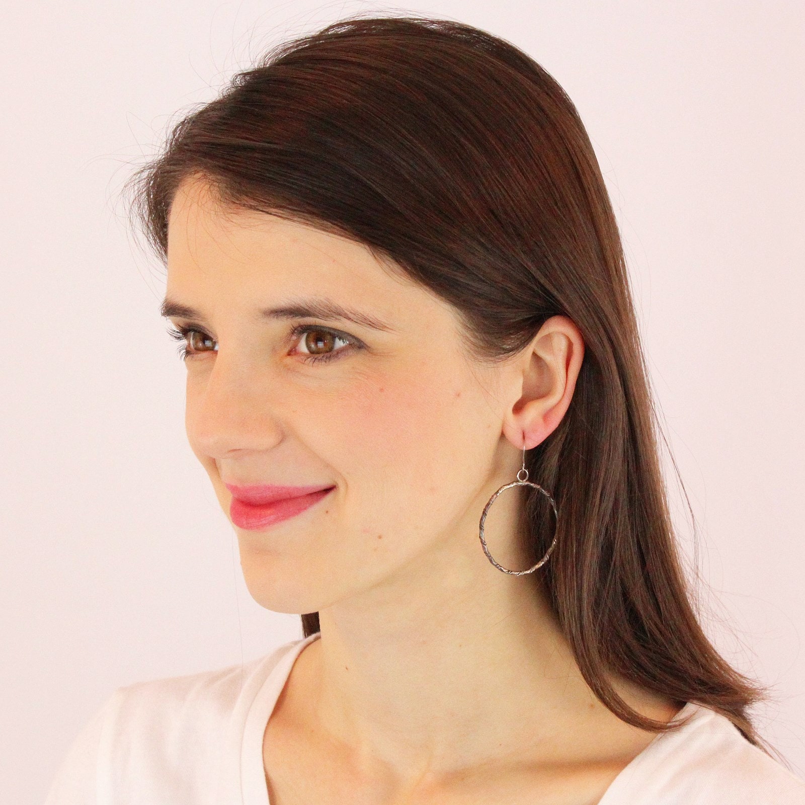 Vintage Silver Hoop Earrings, Vintage Native American 925 Silver