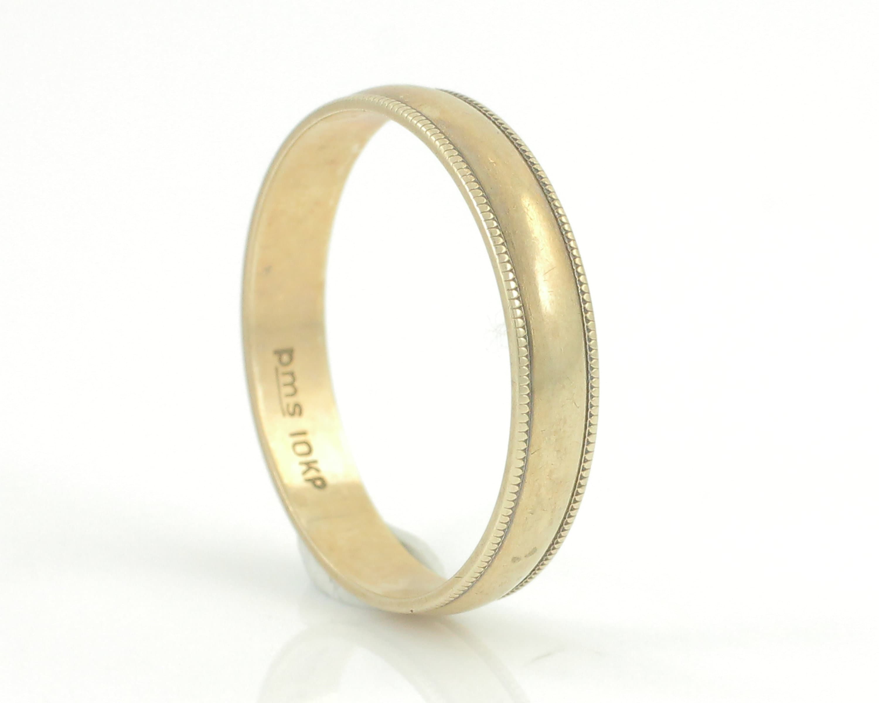 Vintage 10K Wedding Ring 10K Yellow Gold Milgrain Edge Band