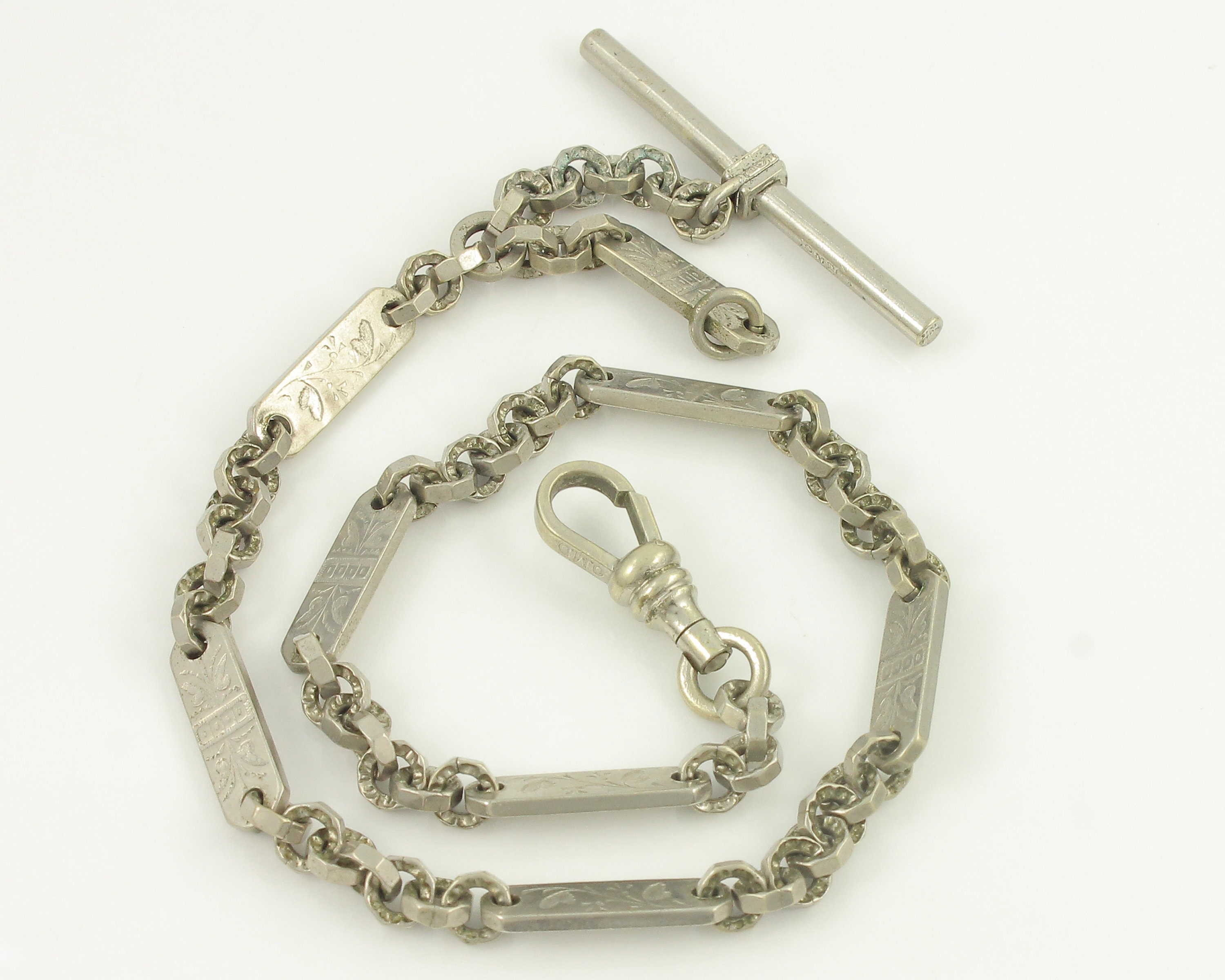 Antique Single Albert Watch Chain, Vintage Pocket Watch Vest Chain