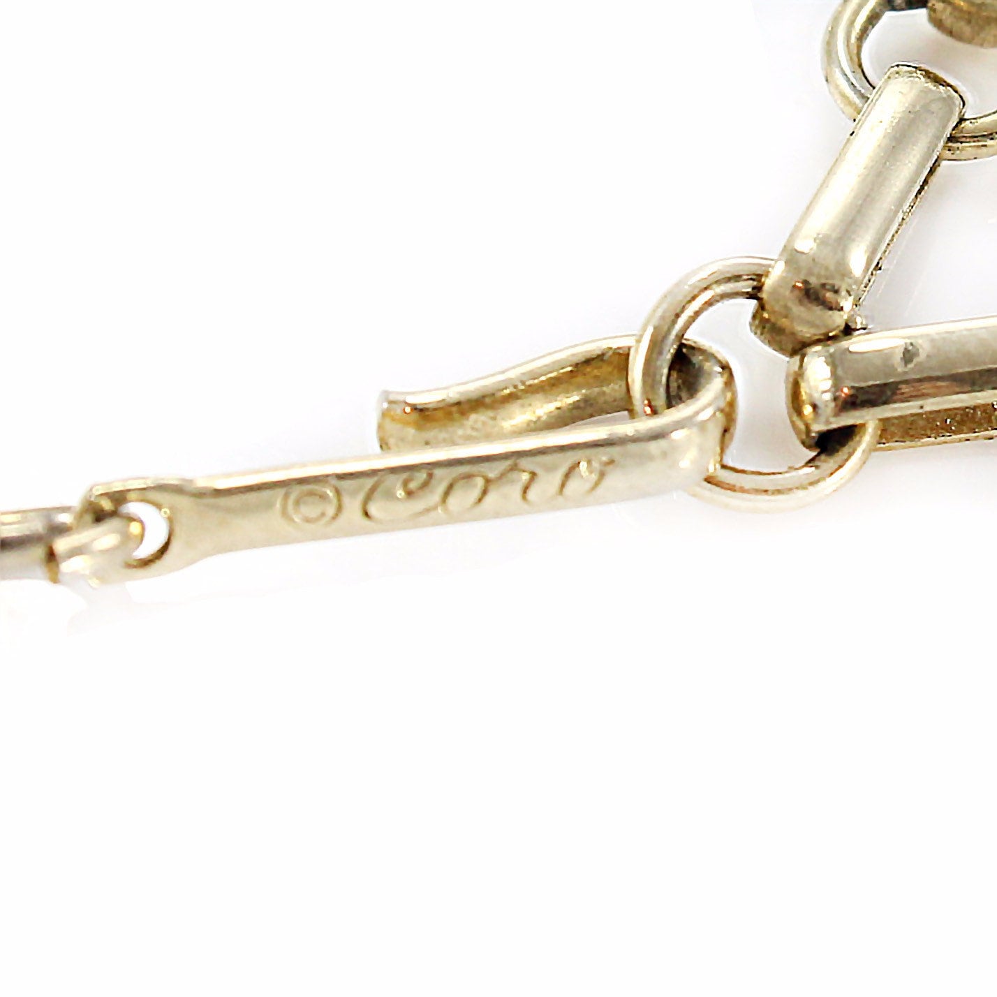 Gold Tone Chain Necklace Black Glass Pendant MARKED NS 18