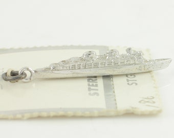 Vintage Sterling Silver 3D Cruise Ship Travel Bracelet Charm - 2.34 grams- JM Fisher Pendant Original Card New Old Stock -circa 1950 Jewelry