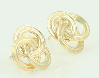 Vintage 14K Love Knot Earrings, 1980s 14K Yellow Gold Swirl Earrings, Classic 14K Yellow Gold Knot Earrings, Vintage Jewelry, Estate Jewelry