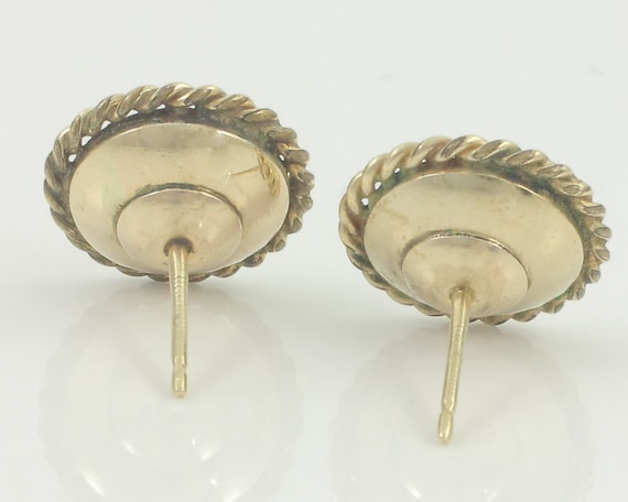 10K Gold Saucer Pearl Earrings, Akoya White Cultu… - image 3