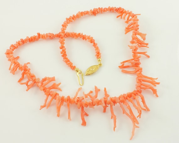Vintage Natural Branch Pink Coral Necklace, Vinta… - image 6