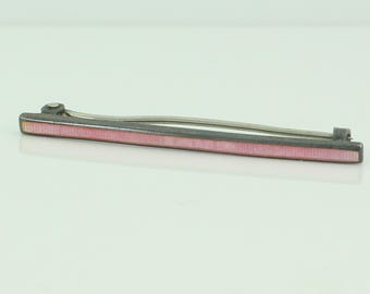 Vintage Sterling Silver Pink Enamel Bar Pin, Edwardian Enamel 925 Silver Brooch, Antique Bar Pin, Guilloche Enamel Bar Pin, Vintage Jewelry