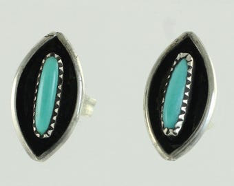 Vintage Sterling Turquoise Snake Eye Earrings, Vintage Sterling Silver Turquoise Southwest Earrings, Small Turquoise Studs, Vintage Jewelry