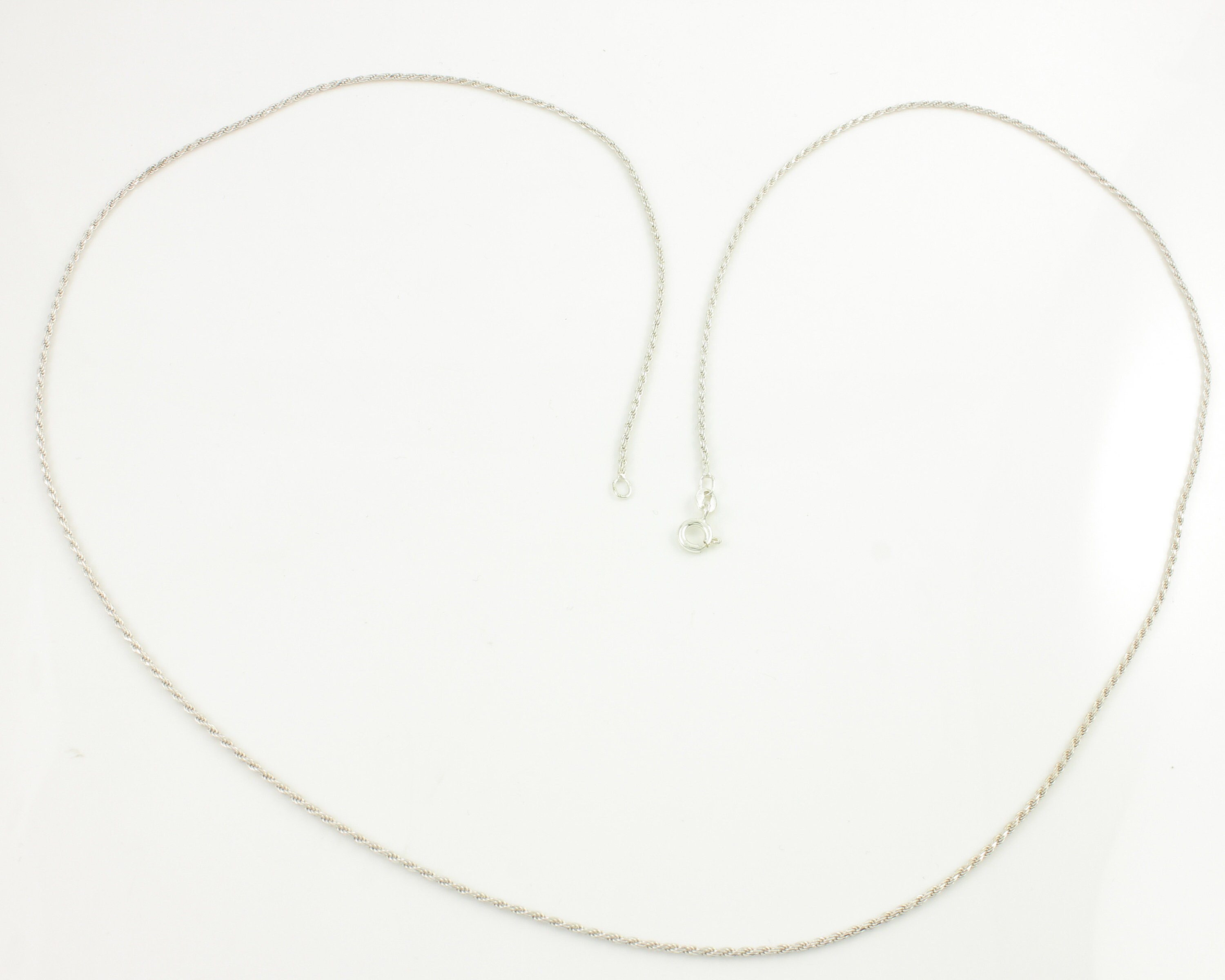 Vintage Sterling Silver Rope Necklace, Italian 925 Silver 30 Rope Chain