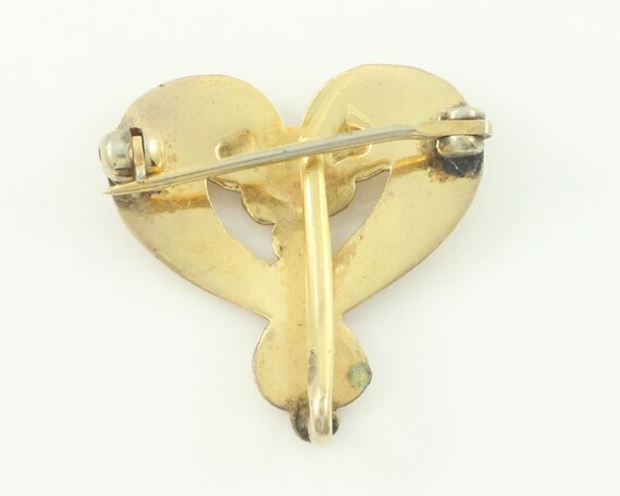 Vintage Edwardian Watch Pin, Vintage Heart Shaped… - image 4