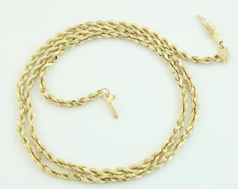 Vintage 14K Diamond Cut Rope 18" Chain Necklace, Beverly Hills Gold 2.1mm 14K Solid Rope Chain, 14K Solid Gold Rope Chain, Vintage Jewelry