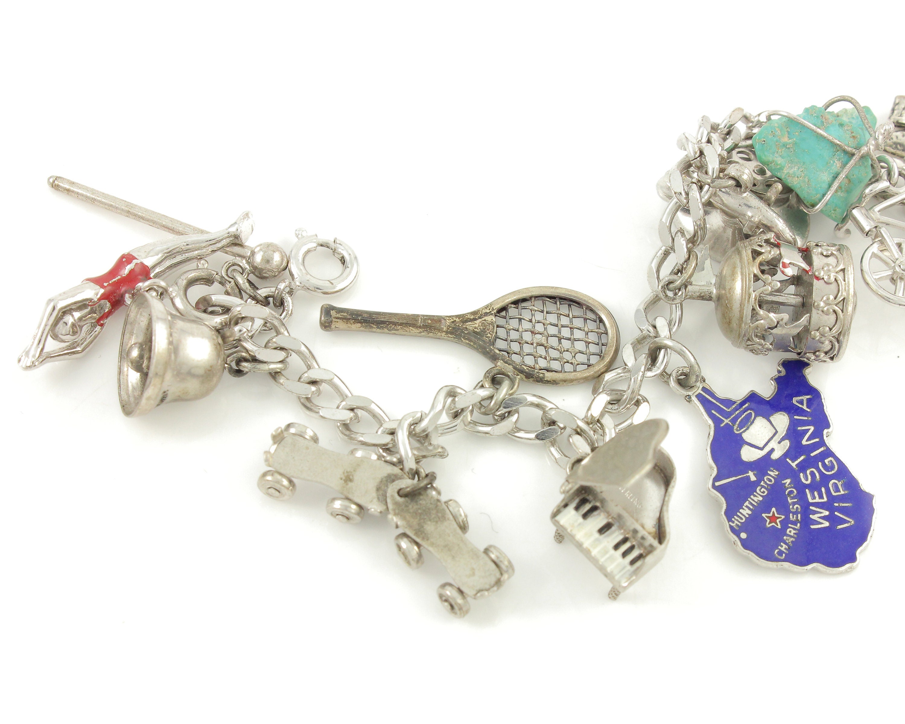 Full Charm Bracelet / Silver Charm Bracelet / Vintage Charm 