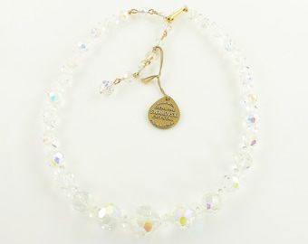 Vintage Aurora Borealis Crystal Necklace, Vintage Graduated Crystal Necklace, Vintage AB Crystal Beads, Faceted Crystal, Vintage Jewelry