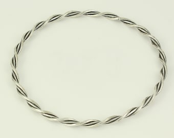 Vintage Southwestern Sterling Twist Bangle, Southwestern 925 Silver Double Twist Bracelet, 8.5" Sterling Silver Twist Bangle,Vintage Jewelry