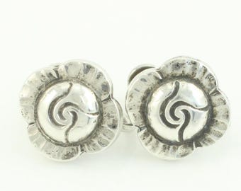 Vintage G Jensen USA Danish Rose Sterling Silver Earrings, WWII Era Jenson Sterling Rose Earrings, Jensen Sterling Earrings, Vintage Jewelry