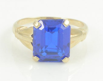 Vintage 14K Lab Created Blue Spinel Ring, 14K Lab Created Royal Blue Spinel Lady's Ring, Estate 14K Gold Royal Blue Ring, Vintage Jewelry