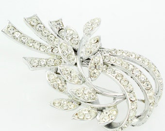 Vintage Signed Weiss Rhinestone Iced Pin Brooch in Silver Tone - Vintage Signed Costume Jewelry