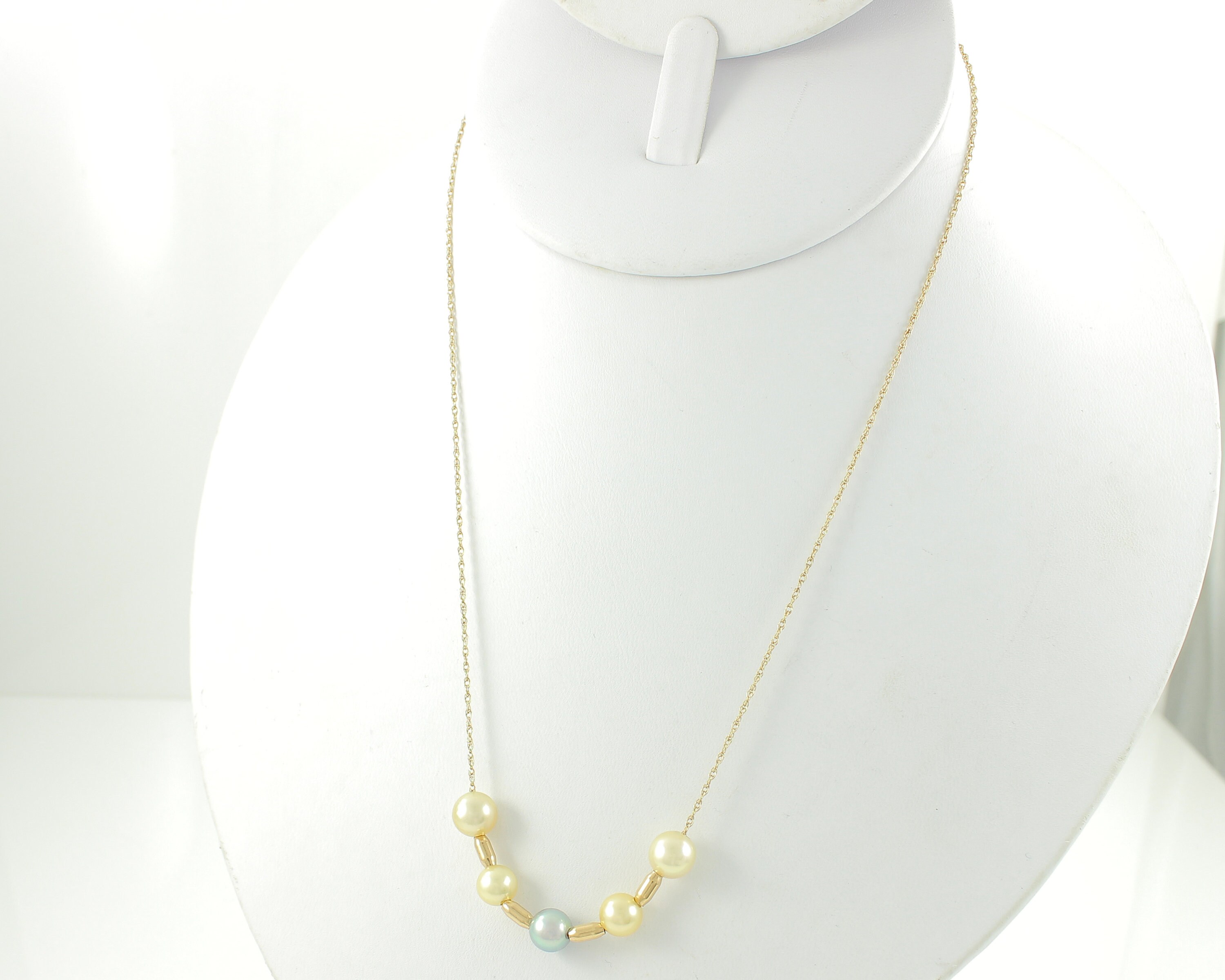 Vintage 14K Pearl Add A Bead Necklace Vintage 18 Dainty Chain 14K