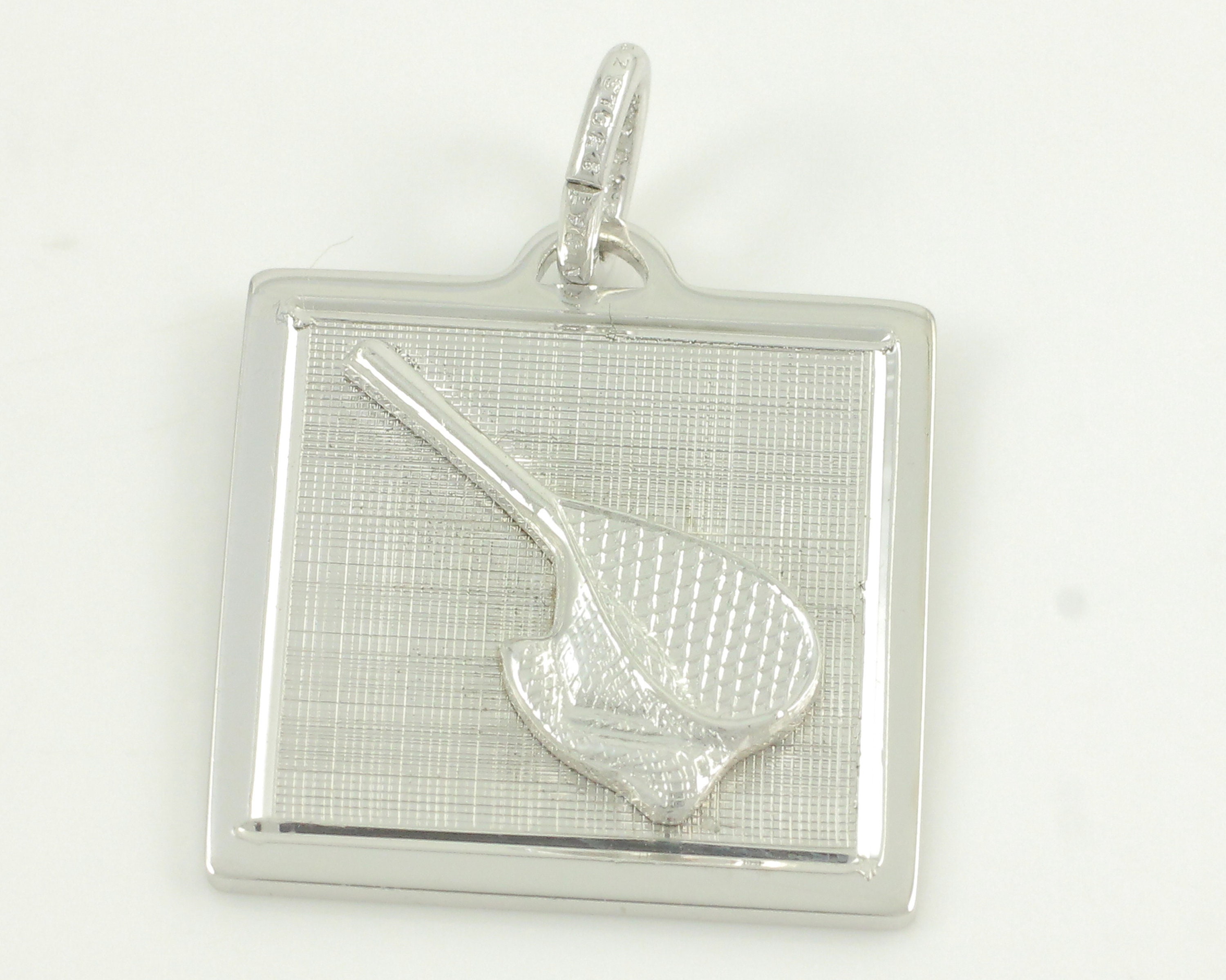 Vintage Sterling Silver Fish Net Charm, Vintage Engravable 925