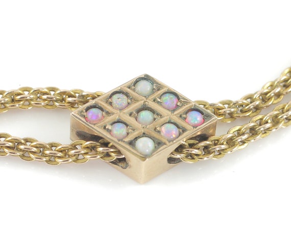 Antique Round Chain Victorian Opal Slide Charm Ne… - image 2