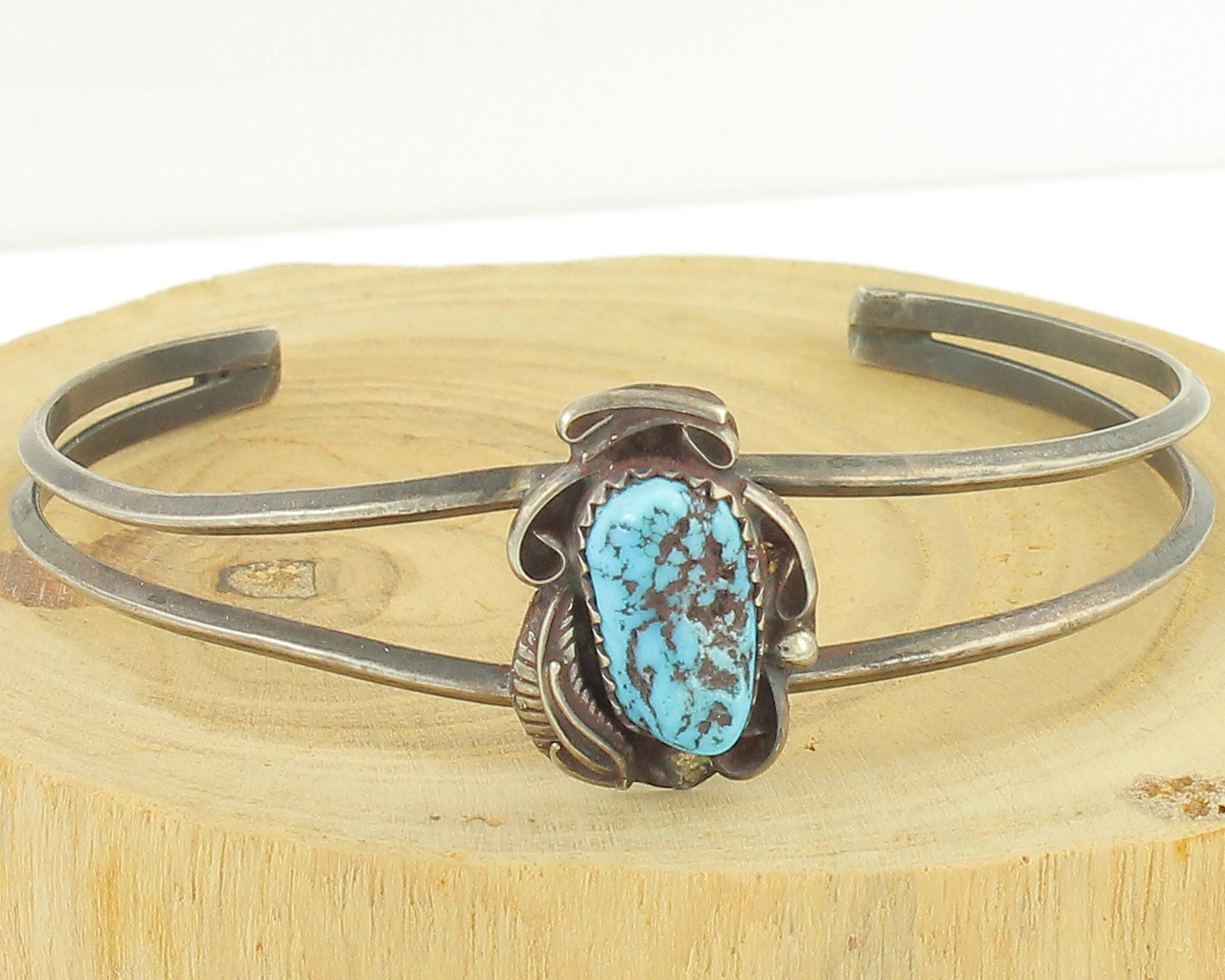 Southwestern Sterling Turquoise Cuff Sterling Silver Hand Made