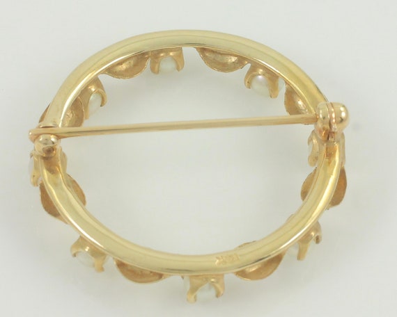 Vintage 14K Pearl Circle Pin, Vintage 14K Gold Ak… - image 2