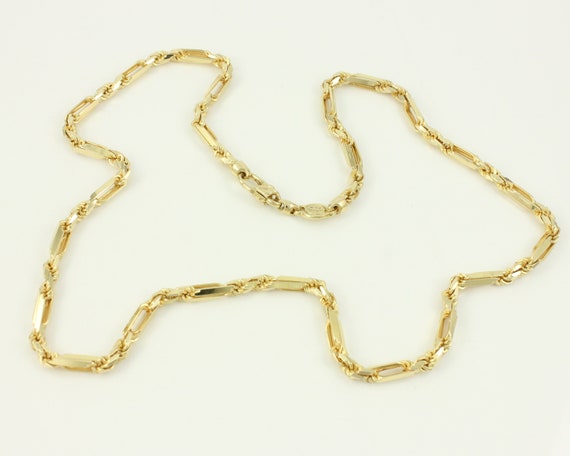 Vintage 14K Heavy Diamond Cut Fancy Rope Chain Ne… - image 9