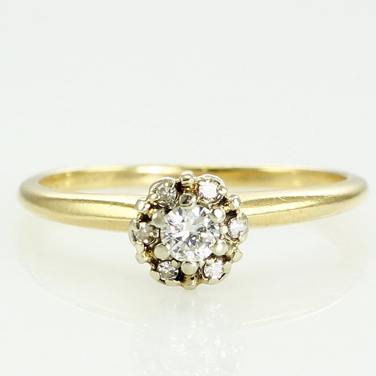 1950s Byard F. Brogan .20 CT TW Diamond Cluster Engagement Ring ...
