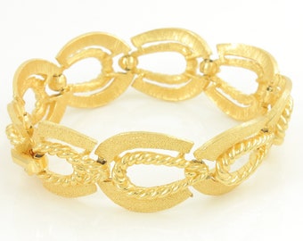 Vintage Trifari Gold Tone Bold Bracelet - Chunky Wide 7" Bracelet Rope Detail Florentine - c1960 - Vintage Jewelry - Estate Jewelry