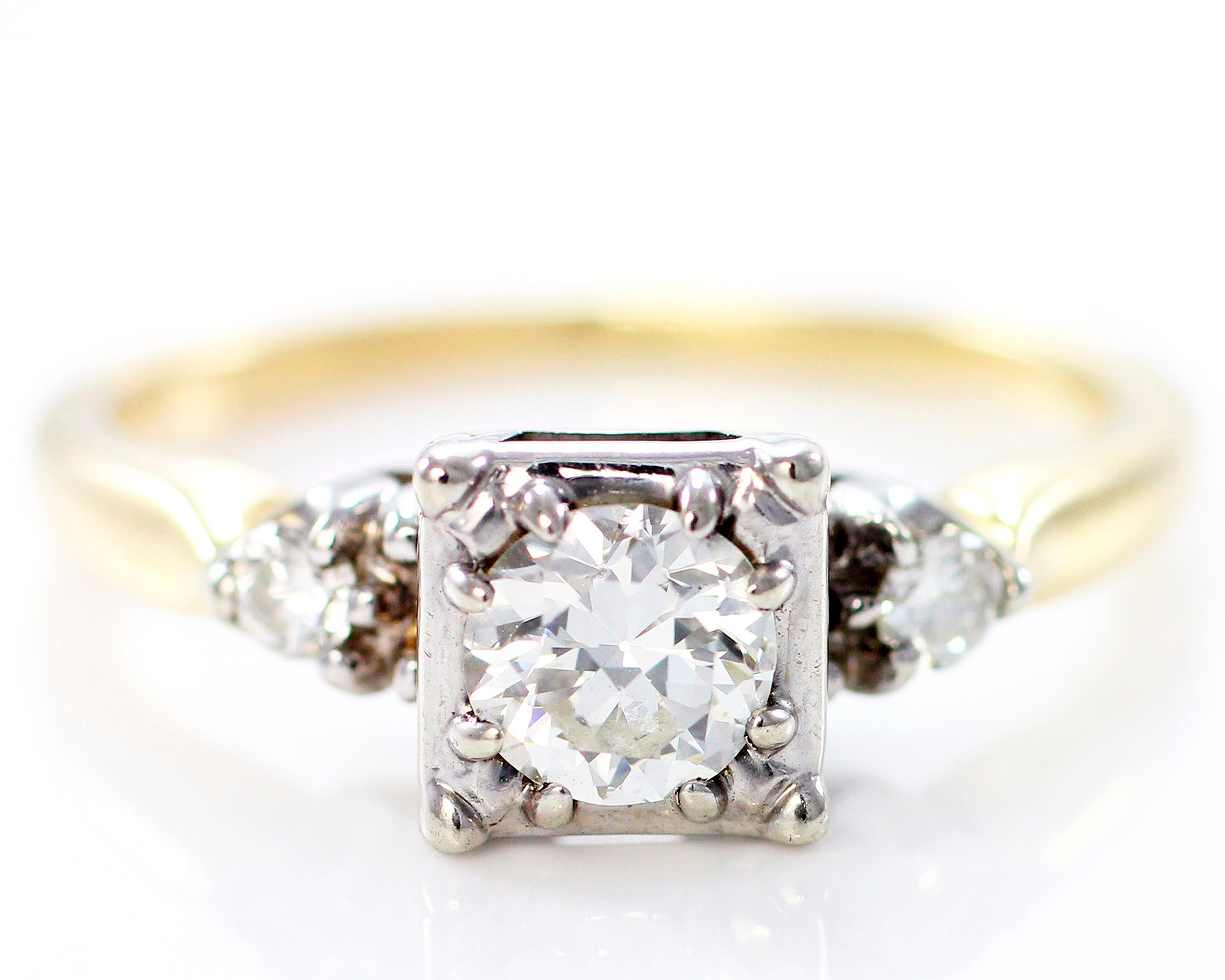 Art Deco Diamond Engagement Ring - .58 CT TW Old European Cut Diamond ...