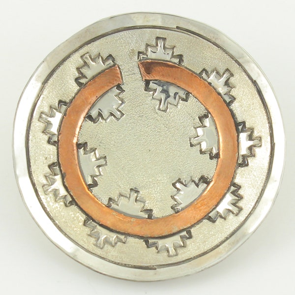 Vintage Navajo Sterling Copper Wedding Basket Pin Pendant, Vintage W. Tahe Stamped Sterling Silver Wedding Basket Brooch, Vintage Jewelry