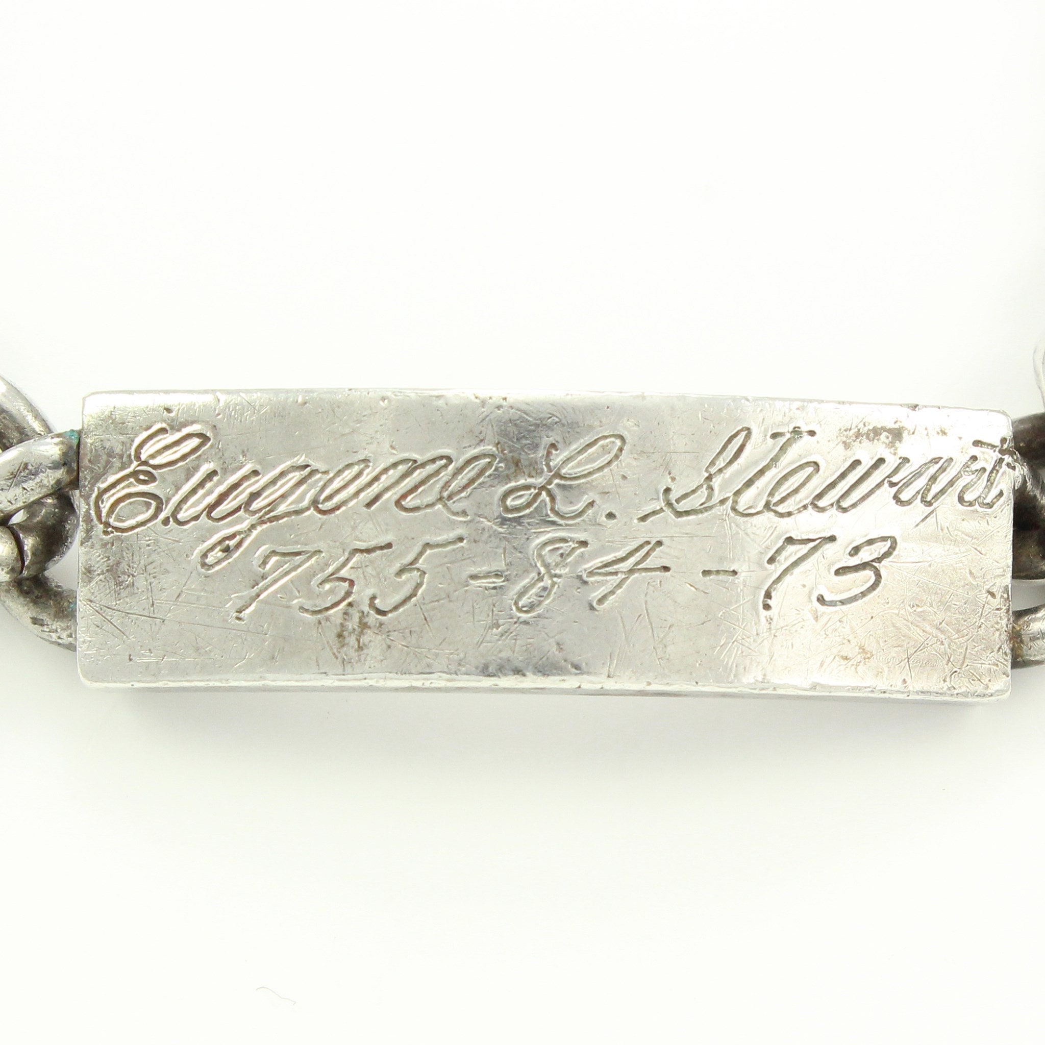 Vintage WWII Era Sterling Silver ID Bracelet, Engraved 925 Vintage WWII Era Sterling Silver ID Bracelet, Engraved 925