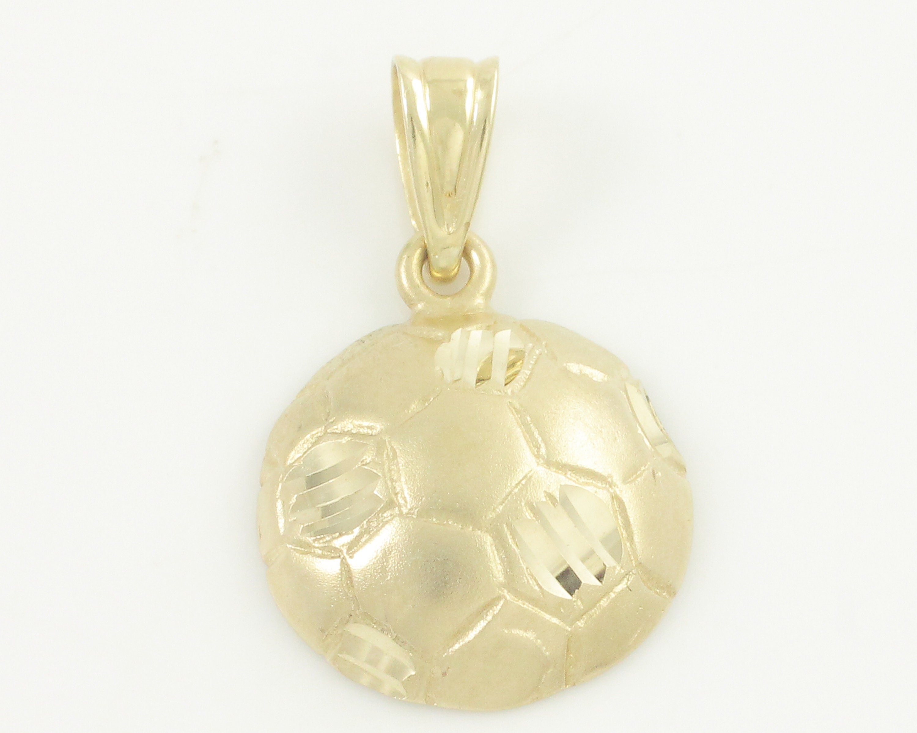 Soccer Charm, 14K Soccer Ball Pendant, Gold Soccer Necklace Pendant, 1990s Charm, Michael