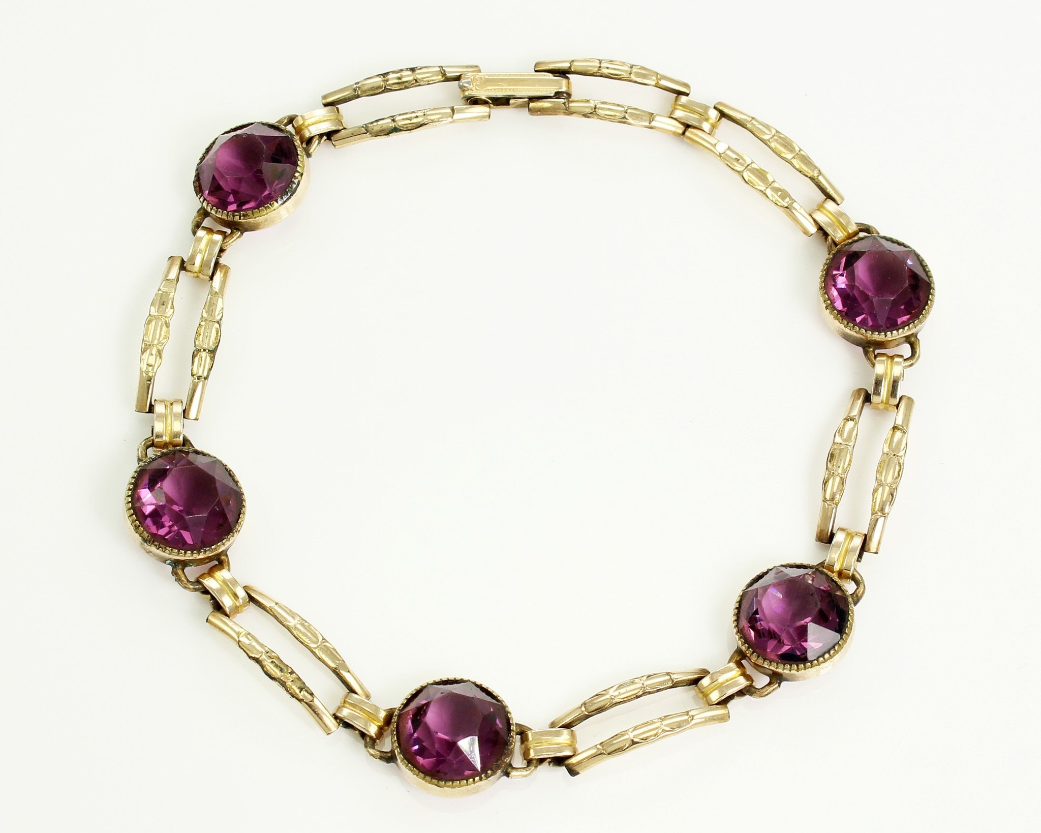 Purple Faceted Glass Rhinestone vintage bracelet | eBay