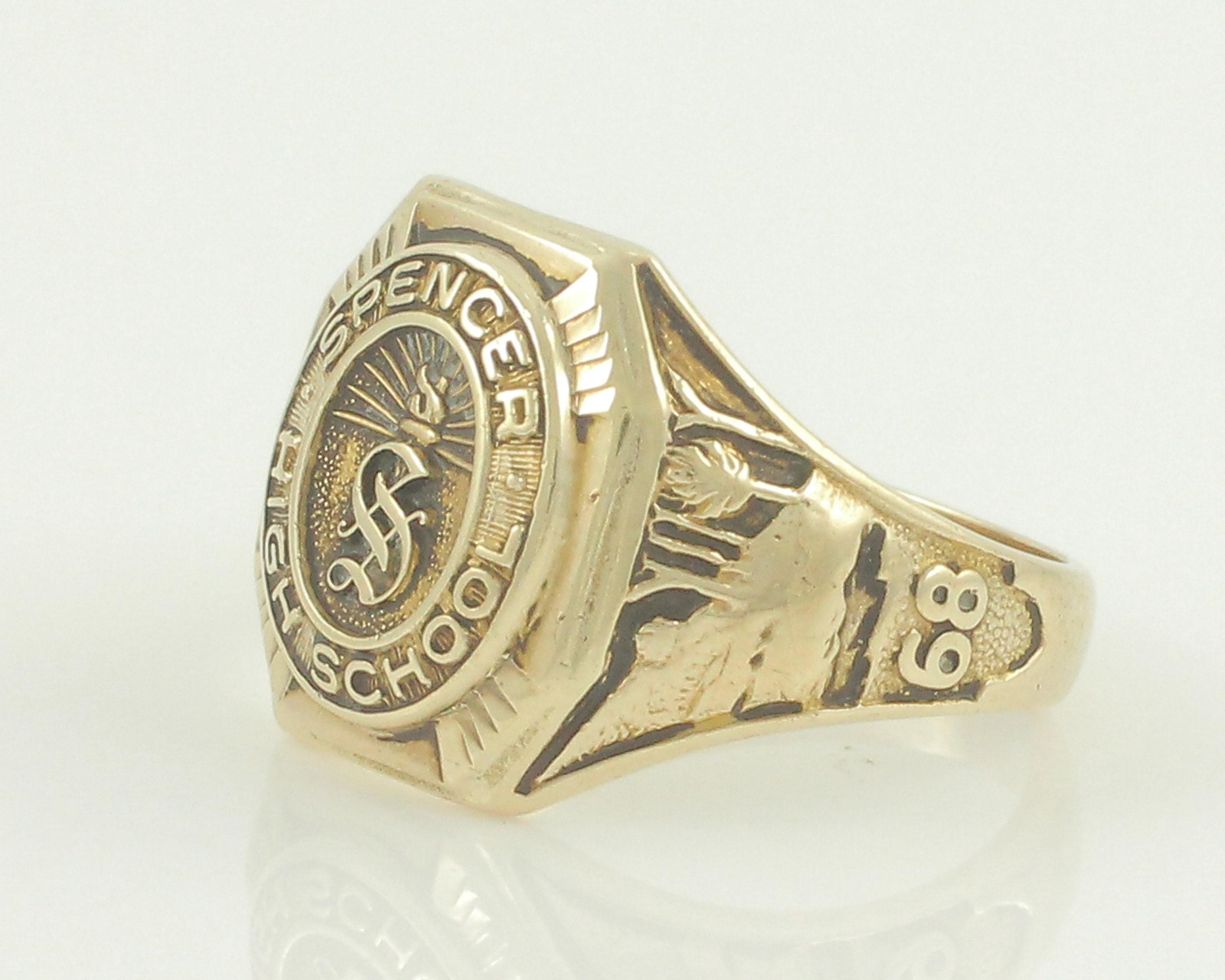 Spencer WV High School 1968 Class Ring, Vintage 10K Yellow Gold 