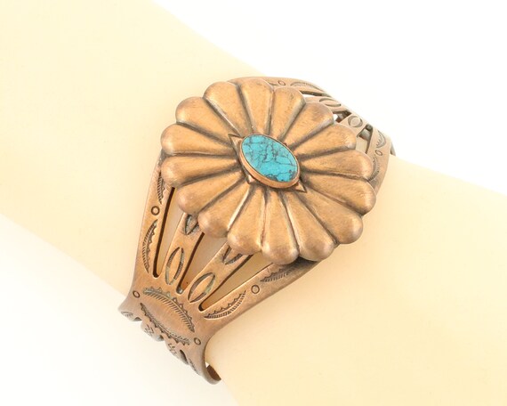 Vintage Copper Blue Stone Southwestern Bracelet, … - image 5