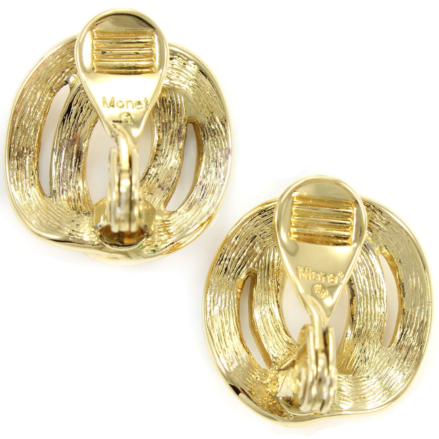 1980s Chanel Logo Gold and Leather Clip Earrings, Iconic - MRS Couture