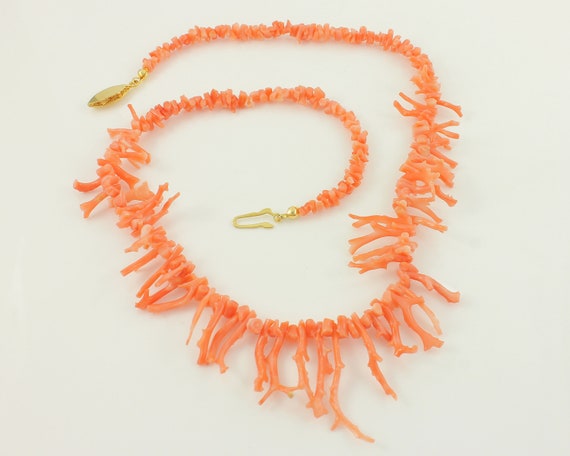 Vintage Natural Branch Pink Coral Necklace, Vinta… - image 1