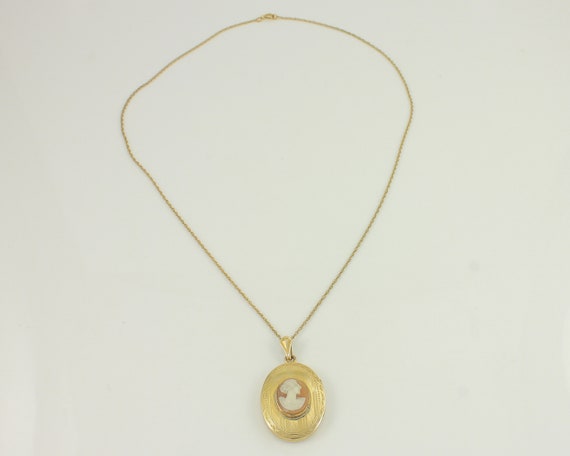 Vintage Gold Filled Cameo Locket Necklace, 1930s … - image 3